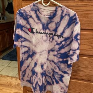 CHAMPION BRIGHT BLUE BLEACH DYE TSHIRT